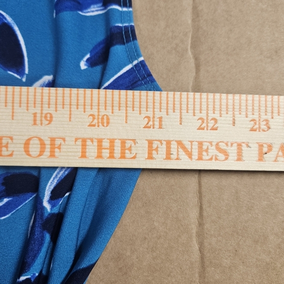 Tommy Bahama Clara Blue Botanical Blitz Palm Leaf Ruched Moc Wrap Dress Beach XL - Picture 13 of 16